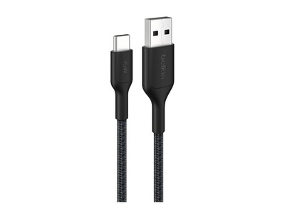 Belkin 15W 480Mbps Braided USB-A to USB-C M M Cable, Black, 2m, CAB022FQ2MBK                  , 42022553, Cables