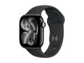 Apple Watch Series 11, GPS + Cellular, 42mm, Jet Black Aluminum Case with Black Sport Band - M L, MF854LW/A                     , 42039458, Wearable Technology - Apple Watch Series 6-7