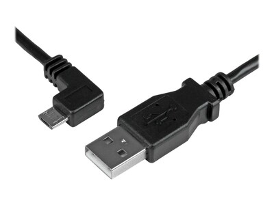 StarTech.com Left Angle Micro USB to USB Type A M M Cable, Black, 2m, USBAUB2MLA, 30736220, Cables