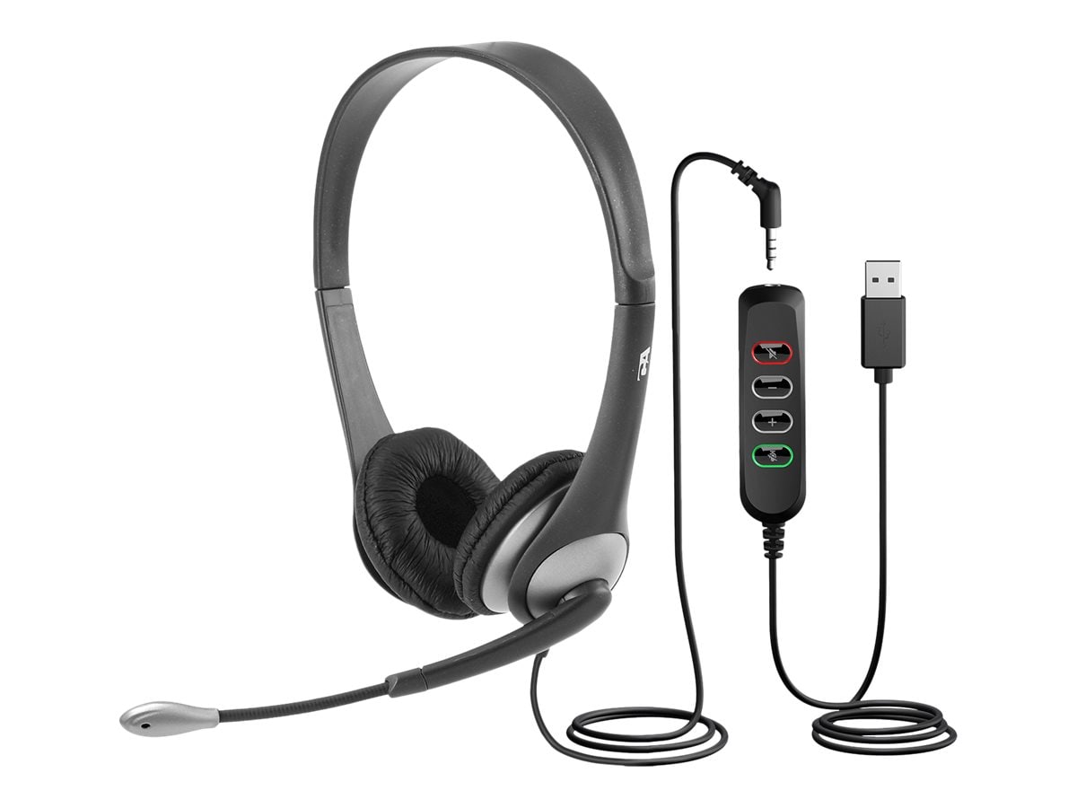 Cyber Acoustics AC 204USB Stereo 3.5mm USB Controller Headset