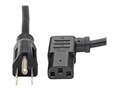 Tripp Lite Power Cord, 18AWG, NEMA 5-15P to C13 Left-angle, 6ft, P006-006-13LA, 11557293, Power Cords
