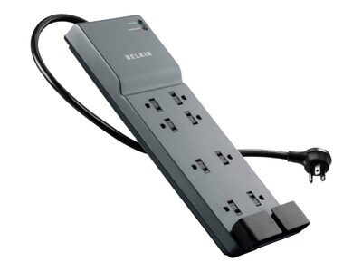 Belkin 8-Outlet 3550J Right Angle Plug Surge Protector w  6ft Cord - Tel Prot - Gray (3-pack), BE108200-063PK, 41517164, Surge Suppressors