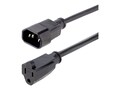 StarTech.com IEC C14 to NEMA 5-15R 10A 125V 18AWG Power Extension Cord, Black, 3ft, 1415R-3F-POWER-CORD, 41510246, Power Cords