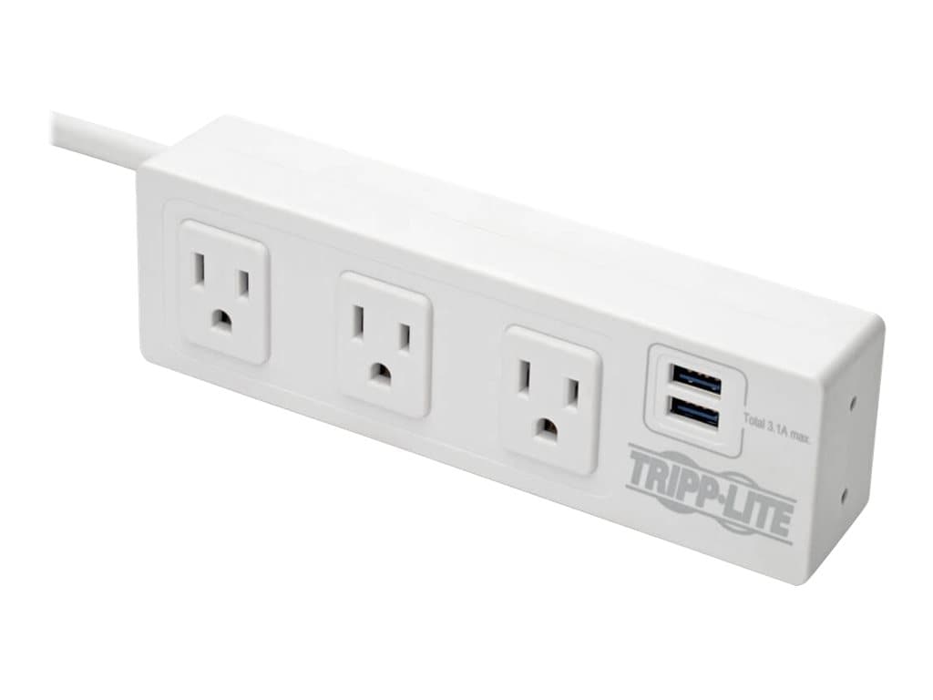 3-Outlet Surge Protector with Desk Clamp /& 2 USB Ports Tripp Lite Protect It
