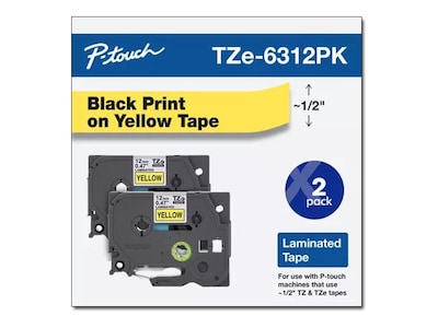 Brother 0.47 x 26.2' TZe631 Black on Yellow Tape for P-Touch 8m (2-pack), TZE6312PK , 41830840, Paper, Labels & Other Print Media Brother 0.47 x 26.2' TZe631 Black on Yellow Tape for P-Touch 8m (2-pack), TZE6312PK , 41830840, Paper, Labels & Other Print Media