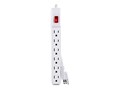 CyberPower Power Strip (6) Outlets 3ft Cord, White, GS60304, 32397962, Power Strips