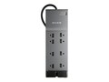Belkin 8-Outlet 3550J Right Angle Plug Surge Protector w  6ft Cord - Tel + Coax Prot - Gray , BE108230-06, 7083275, Surge Suppressors