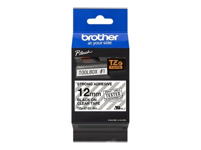 Brother 0.47 x 26' TZeS131 Black on Clear w  Extra Strength Adhesive Tape, TZES131G                      , 41975736, Paper, Labels & Other Print Media