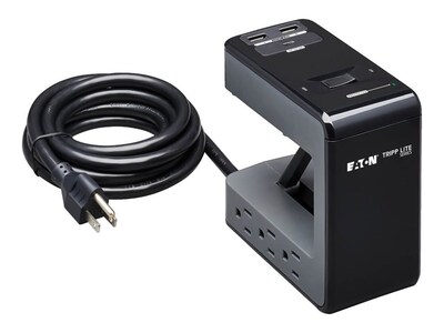 Tripp Lite Safe-IT 6-Outlet Clamp Surge Protector, 5-15R Outlets, 3 USB Charging Ports, 8 ft. (2.4 m) Cord, TLP648UCBAM, 41322972, Surge Suppressors