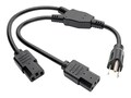 Tripp Lite Dual IEC Power Cable, NEMA 5-15P to (2) IEC-320-C13, 18, P006-18N-2, 35079986, Power Cords