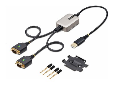 StarTech.com 2-Port USB-A to DB9 RS232 Serial Adapter Cable w  Interchangeable Screws Nuts, 2ft  , 2P1FFC-USB-SERIAL, 41760389, Cables