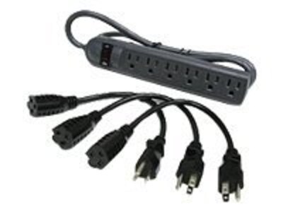 C2G 6-Outlet Surge Suppressor with (3) 1-Foot Extension Cords, 39995, 8169636, Surge Suppressors