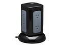 Tripp Lite Surge Protector Tower, 6-Outlet, (3) USB-A, (1) USB-C, 5-15P Plug, 1800 Joules, Black, TLP606UCTOWER, 41209818, Surge Suppressors