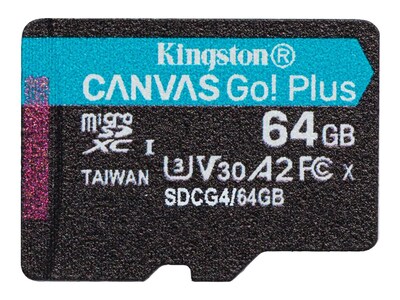 Kingston 64GB Canvas Go Plus Gen4  s A2 U3 V30 microSDXC Card, SDCG4/64GBSP                  , 41967632, Memory - Flash