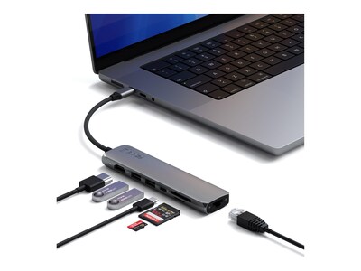 Satechi 7-in-1 USB-C Slim Multi-Port Dock, ST-P7SM , 41806544, Docking Stations & Port Replicators Satechi 7-in-1 USB-C Slim Multi-Port Dock, ST-P7SM , 41806544, Docking Stations & Port Replicators