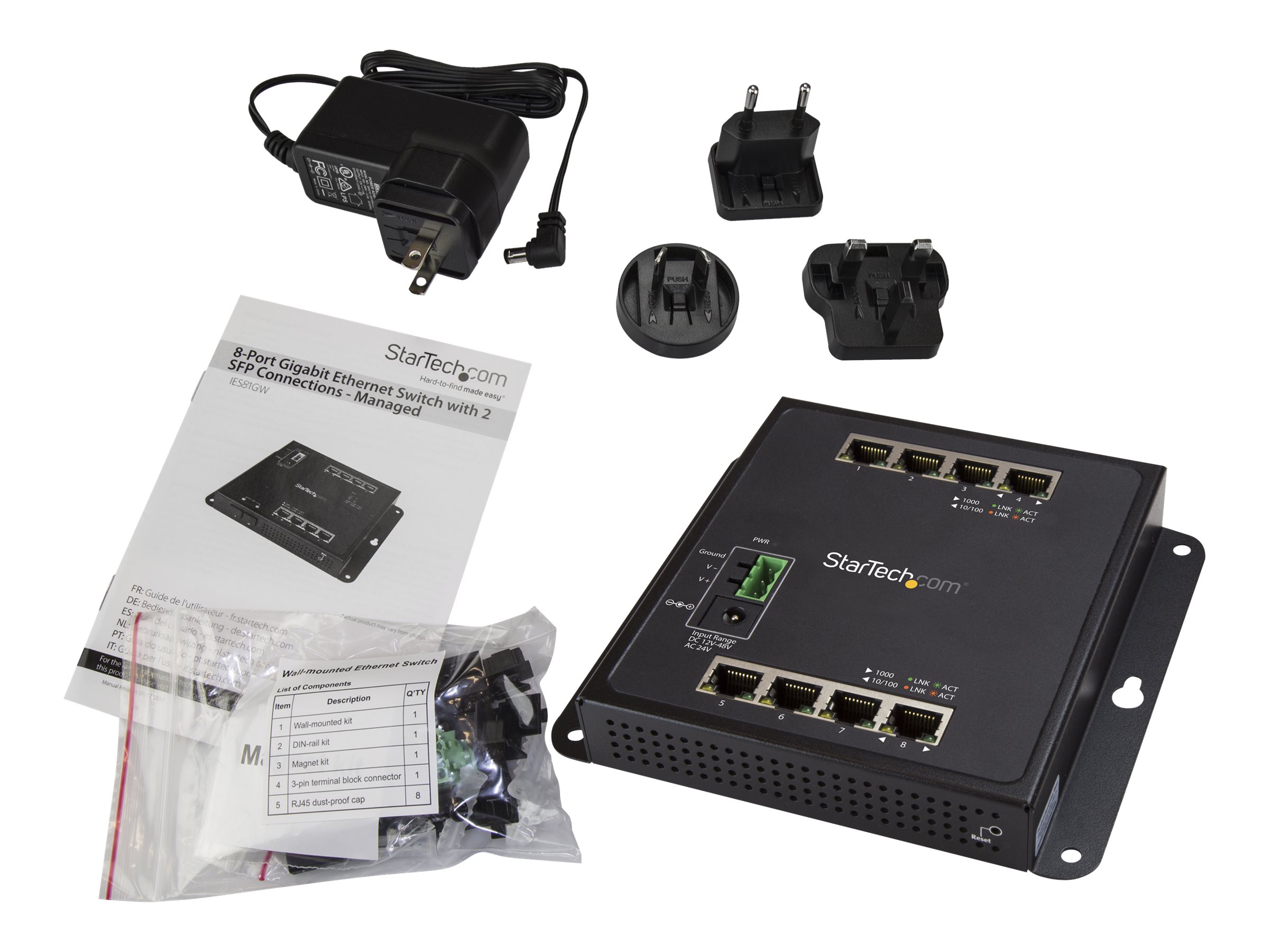 2 x SFP Ports Managed Switch Industrial StarTech.com Gigabit Ethernet Switch 8X RJ45 Ports Gigabit Switch 