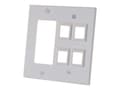 C2G Decora Compatible Cutout with Four Keystone Double Gang Wall Plate - White, 41341, 17000314, Premise Wiring Equipment C2G Decora Compatible Cutout with Four Keystone Double Gang Wall Plate - White, 41341, 17000314, Premise Wiring Equipment