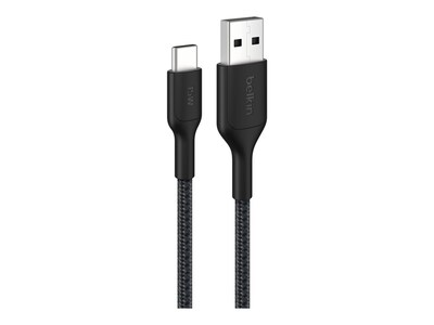Belkin 15W 480Mbps Braided USB-A to USB-C M M Cable, Black, 1m, CAB022FQ1MBK                  , 42022551, Cables