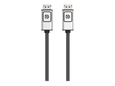 Belkin 4K at 60Hz DisplayPort (M) to DisplayPort (M) Display Cable with Latches, Black Silver, 10ft, F2CD000B10-E, 8548417, Cables