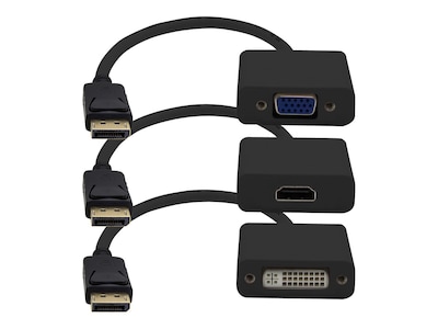 AddOn DisplayPort 1.2 Male to DVI, HDMI, VGA Female Adapters, 3-pack, DP2VGA-HDMI-DVI-B, 41407397, Cables AddOn DisplayPort 1.2 Male to DVI, HDMI, VGA Female Adapters, 3-pack, DP2VGA-HDMI-DVI-B, 41407397, Cables