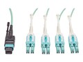 Tripp Lite MTP MPO to 8 x LC Fan-out Cable with Push Pull Tab Connectors, Aqua, 5m, N844-05M-8LC-PT, 18035914, Cables