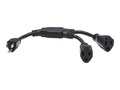 Tripp Lite Extension Cord Y Splitter, NEMA 5-15P to 2x NEMA 5-15R - 13A, 125V, 16 AWG, 1 ft. (0.3 m), Black, P022-001-13A-2, 41526606, Power Cords