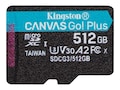 Kingston 512GB Canvas Go! Plus UHS-I microSDXC Memory Card, SDCG3/512GBSP, 38196811, Memory - Flash