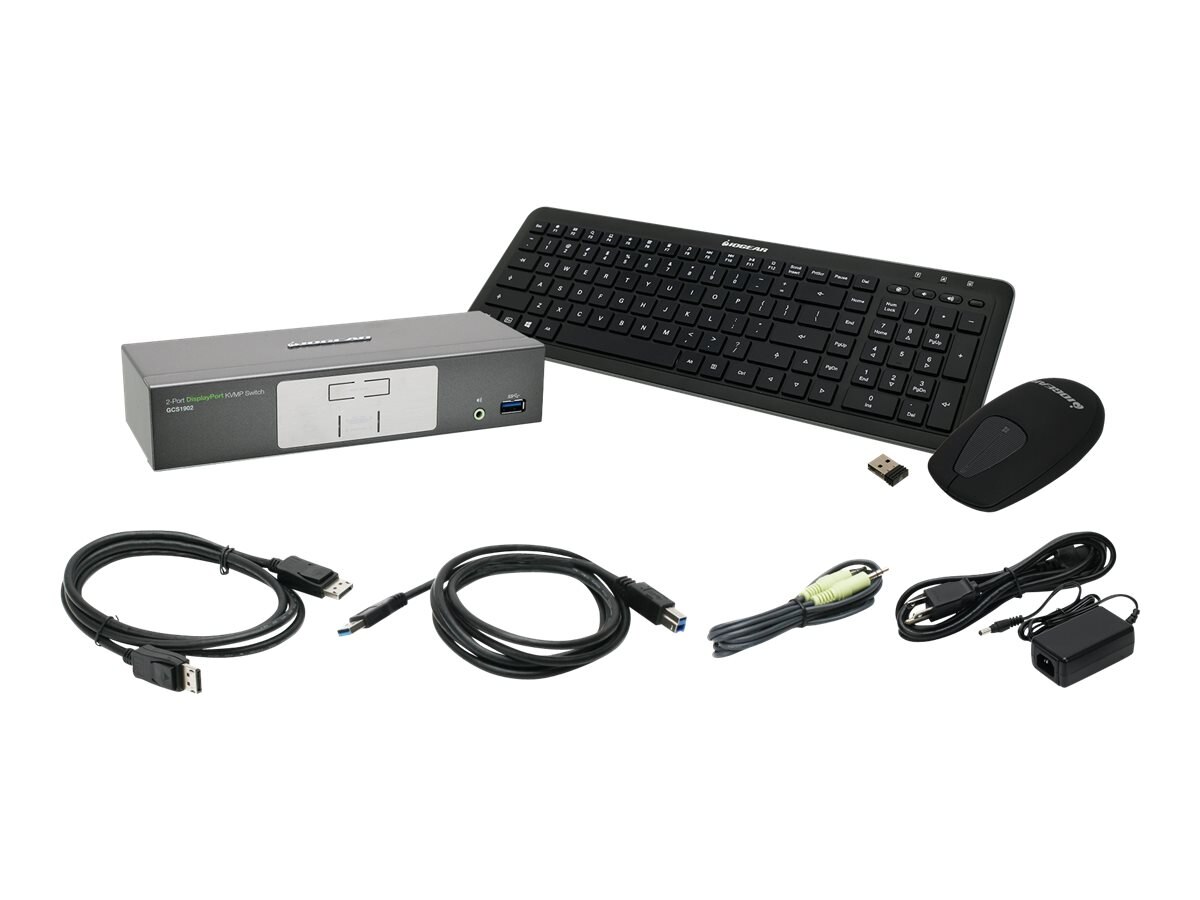 サイズ変更オプション IOGEAR 2-Port 4K UHD DisplayPort Kvmp with Wireless Keyboard and  Mouse w/Full Set of Cables (GCS1902-KM TAA Compliant)