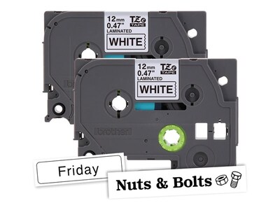 Brother 0.5 x 26.2' TZe231 Black Print on White Laminated Label Tape Rolls (2-pack), TZE2312PKG                    , 41958571, Paper, Labels & Other Print Media