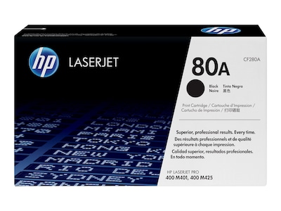 HP 80A (CF280A) Black Original LaserJet Toner Cartridge, CF280A, 13785564, Toner and Imaging Components - OEM