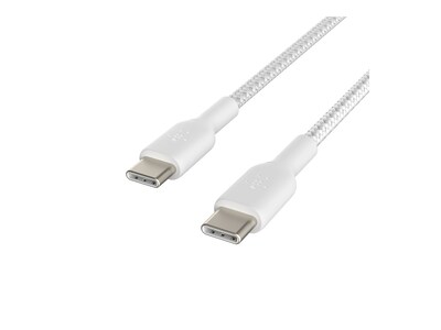 Belkin Boost Charge 60W Braided Nylon USB-C to USB-C Cable, 480Mbps, White, 1m, CAB004BT1MWH, 38303621, Cables