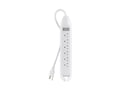 Belkin 6-Outlet Straight Plug Power Strip w  4ft Cord, On-Off Switch - White , F9D160-04, 8446672, Power Strips