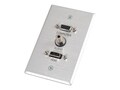 C2G Single Gang HDMI, HD15 VGA, 3.5mm Audio Pass Through Wall Plate, Brushed Aluminum, 41034, 14007844, Premise Wiring Equipment C2G Single Gang HDMI, HD15 VGA, 3.5mm Audio Pass Through Wall Plate, Brushed Aluminum, 41034, 14007844, Premise Wiring Equipment