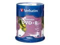 Verbatim 16x 4.7GB DVD+R White Inkjet Printable DVD+R Media (100-pack Spindle), 95145, 5994278, DVD Media