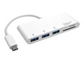 Tripp Lite 3-Port USB 3.1 Type C (USB-C) to 3x USB-A Portable Hub with microSD and SD MMC Reader, U460-003-3AM, 32313845, PC Card/Flash Memory Readers