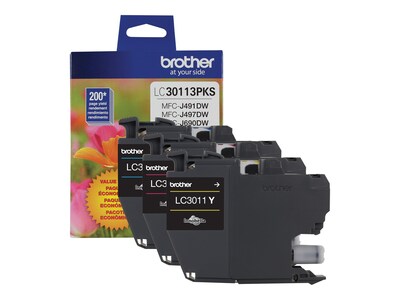 Brother Color Standard Yield Ink Cartridges for MFC-J491DW, MFC-J497DW, MFC-J690DW & MFC-J895DW (3-pack), LC30113PKS, 35740746, Ink Cartridges & Ink Refill Kits - OEM