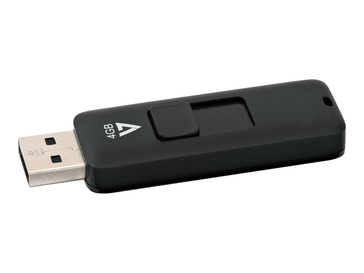 Buy V7 4gb Retractable Usb 2.0 Flash Drive, Black At Connection Public 