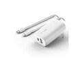 Belkin  37W USB-C 3.0 and USB-A Dual Wall Charger with PPS + USB-C Cable with Lightning Connector, White, WCB007DQ1MWH-B5, 41386823, AC Power Adapters (external)