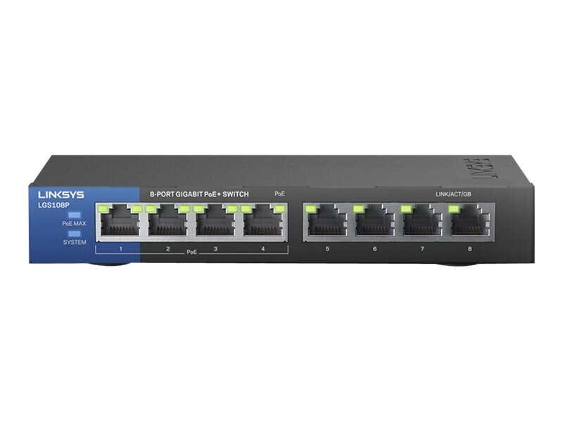 Buy Linksys LGS108P DM WM Unmanaged Switch 4xGbE 4xGbE PoE+ at Connection  Public Sector Solutions