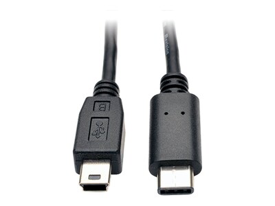 Tripp Lite USB 2.0 5-pin Mini-B to USB Type C (USB-C) M M Hi-Speed Cable, Black, 6ft, U040-006-MINI, 22065180, Cables