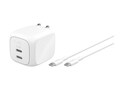 Belkin BoostCharge Pro Dual USB-C GaN Wall Charger 50W + USB-C Cable, WCH019DQ1MWH-B6               , 42044225, Battery Chargers