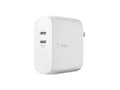 Belkin 68W Portable Dual-Port 2xUSB-C (50W + 18W) GaN Wall Charger Power Adapter - White, WCH003DQWH, 41062482, AC Power Adapters (external)