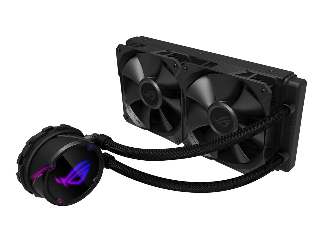 Asus All In One Liquid Cpu Cooler With Aura Sync Rgb And Dual Rog Strix Lc 240 Asus All In One Liquid Cpu Cooler With Aura Sync Rgb And Dual Rog Strix Lc 240