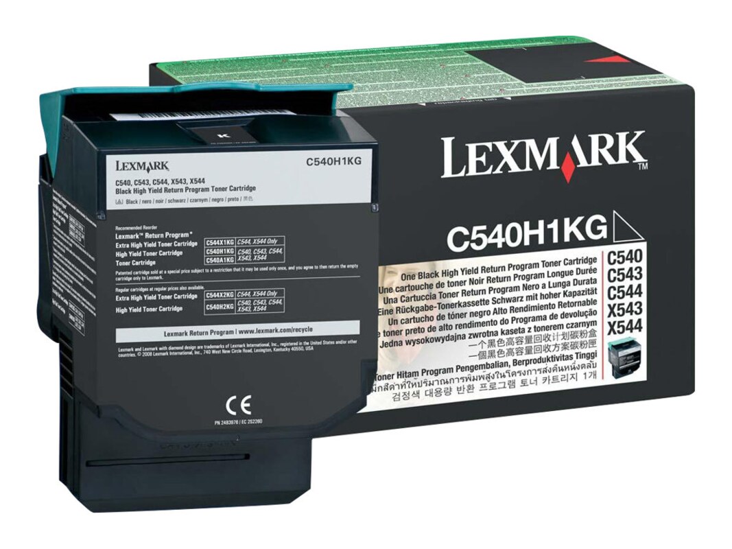 Lexmark Black High Yield Return Program Toner Cartridge for C540 C543 C544 Series Printers & X543 X544 MFPs