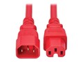 Tripp Lite 14AWG 15A 250V C14 to C15 Heavy-Duty Power Cord, Red, 10ft, P018-010-ARD, 41714245, Power Cords