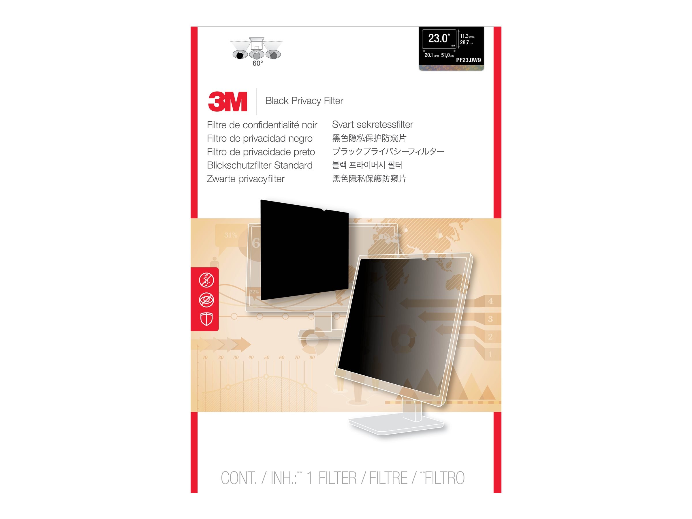 3M Privacy Filter For 24" Widescreen Monitor
