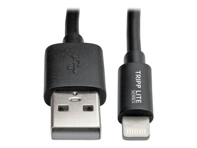 Tripp Lite USB Type A to Lightning M M Sync Charge Coiled Cable, Black, 4ft, M100-004COIL-BK, 31299295, Cables
