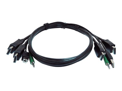Black Box Each end (1) USB (2) DisplayPort (1) 3.5mm Audio KVM Cable, 6ft, TAA, SKVMCBL-2DP-06TAA, 41462429, Cables