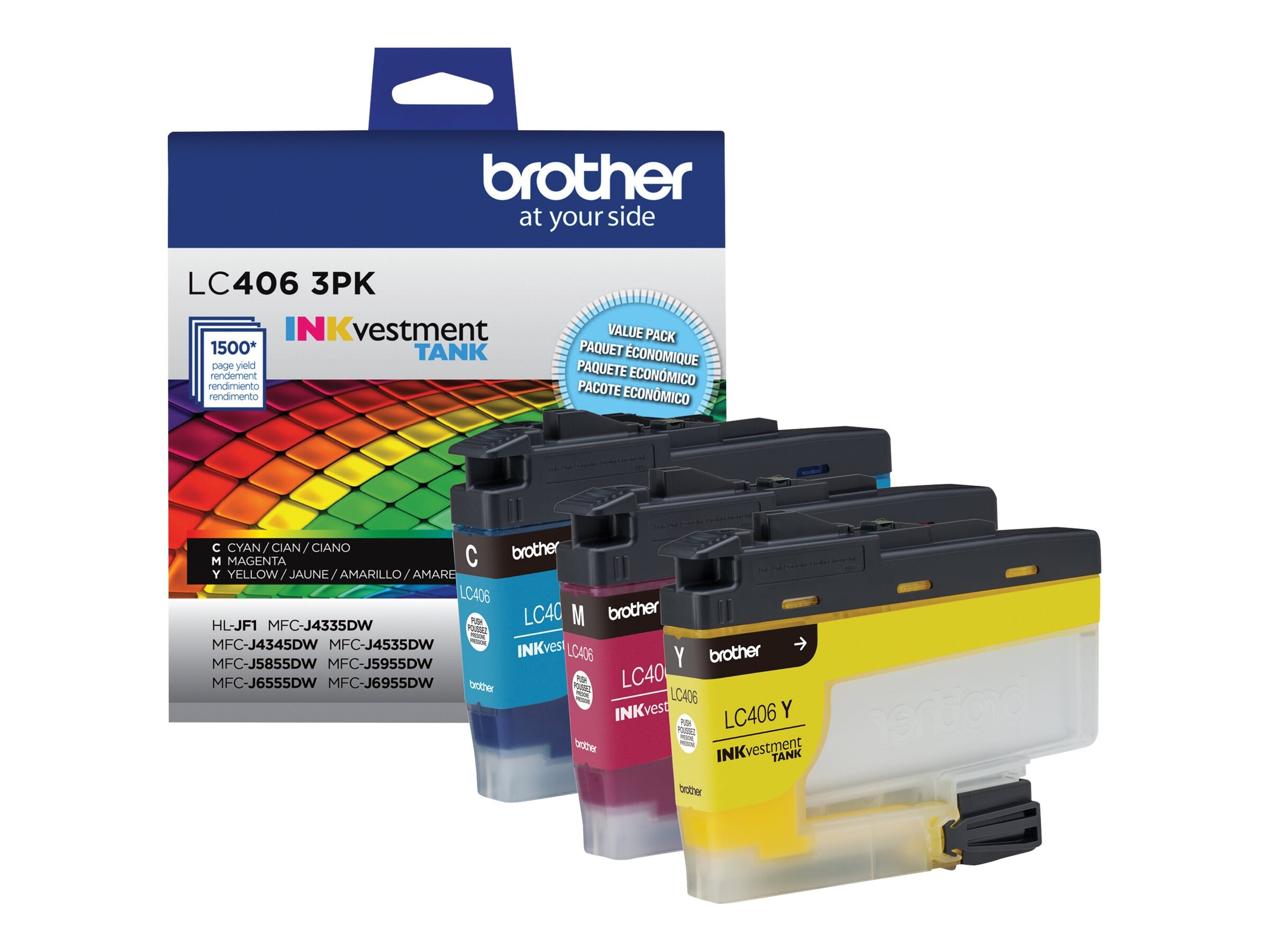 Brother INKvestment Tank LC406 Standard Yield Original Ink (3 (LC4063PKS)