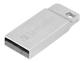 Verbatim 64GB Metal Executive USB 2.0 Flash Drive, Silver, 98750, 30856694, Flash Drives